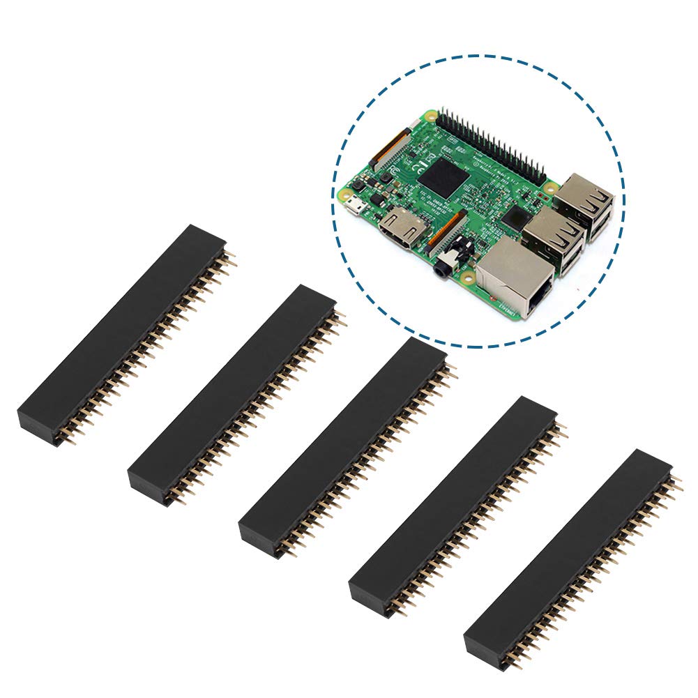 5pcs 2 X 20 Pins 2.54m Pitch Female Dual Row Short Pin Headers, The Separation Distance is 2.54mm, for Raspberry Pi, PCB Board Well