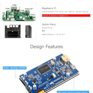 waveshare 3.5inch IPS Capacitive Touch LCD Display, Compatible with Raspberry Pi 5/4B/3B/Zero/Zero W/Zero 2W/Pico/Pico W/Pico WH, 480×800, Adjustable Brightness