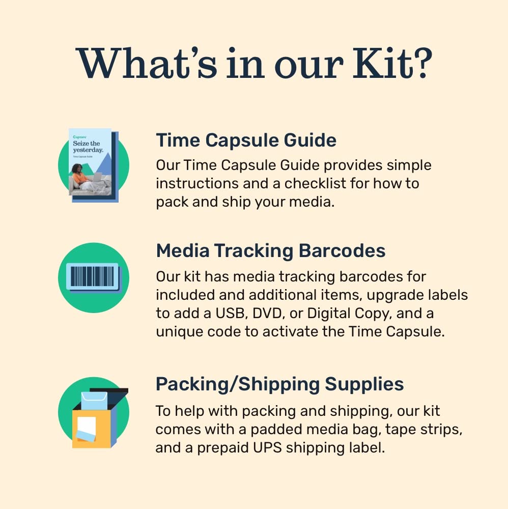 Digitization Shipping Kit – Service to Transfer 8 Items of Analog Media to Digital and USB Output | VHS Video to Digital | 8mm Film to Digital | Photo Digitization | Digitize Memories Conveniently