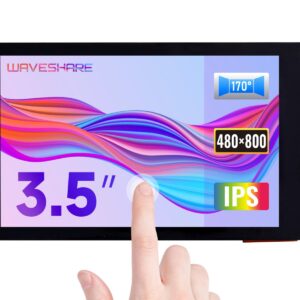 waveshare 3.5inch IPS Capacitive Touch LCD Display, Compatible with Raspberry Pi 5/4B/3B/Zero/Zero W/Zero 2W/Pico/Pico W/Pico WH, 480×800, Adjustable Brightness