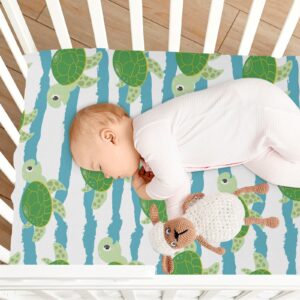 GOODOLD Cute Sea Turtle Crib Sheets for Boys Girls, 39x27 Inch Soft and Breathable Pack n Play Sheets, Portable Mini Stretchy Cribs Sheets