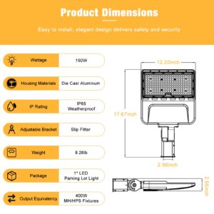 JC-LGL 150W LED Parking Lot Lights Dimmable Bundle L-Shape 90 Degree Wall Mount Bracket