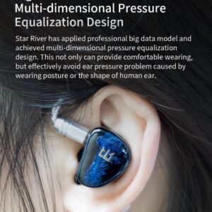 keephifi TRI Starriver in Ear Monitor Earbuds,Wired Earbuds Beryllium Dynamic Earphones+ Metal Titanium Diaphragm, Comfortable Wearing Ear Pressure Relief (Blue,3.5mm)