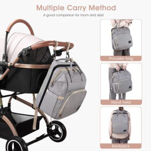 DERSTUEWE Diaper Bag Backpack，Baby Diaper Bags, Multifunctional diaper backpack Large Capacity (Charcoal Grey)