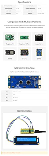 LCD1602 Display Module for Raspberry Pi 4B+ 4B 3B+ 3B 2B+ Zero W WH Pico Jetson Nano ESP32 Ardui...I2C Display Module 3.3V/5V 16x2 Characters White Color Blue Background