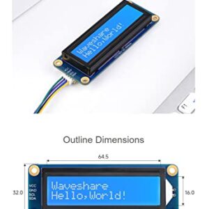 LCD1602 Display Module for Raspberry Pi 4B+ 4B 3B+ 3B 2B+ Zero W WH Pico Jetson Nano ESP32 Ardui...I2C Display Module 3.3V/5V 16x2 Characters White Color Blue Background