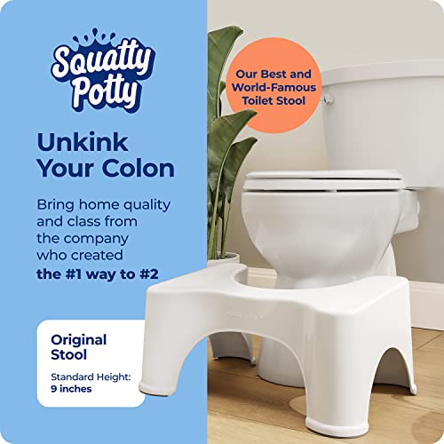 Squatty Potty The Original Bathroom Toilet Stool Height, White, 9 Inch (Pack of 2)