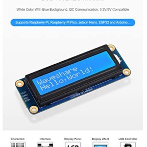 LCD1602 Display Module for Raspberry Pi 4B+ 4B 3B+ 3B 2B+ Zero W WH Pico Jetson Nano ESP32 Ardui...I2C Display Module 3.3V/5V 16x2 Characters White Color Blue Background