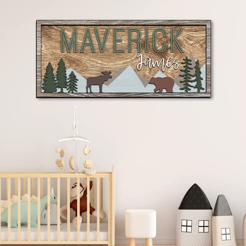 Custom name sign for nursery, Woodland nursery signs, Custom baby name sign, Wooden nursery name sign, Nursery name sign for boys, Wooden name signs for nursery, Baby name signs for nursery