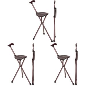 switch sticks walking stick, walking cane, cane chair, quad cane and folding cane with seat is 34 inches tall, fsa hsa eligible, and supports up to 220 pounds, kensington (pack of 3)