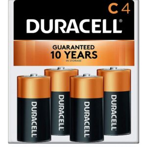 Duracell Coppertop C Batteries, 4 Count Pack, C Battery with Long-Lasting Power, All-Purpose Alkaline C Battery for Household and Office Devices (Pack of 2)