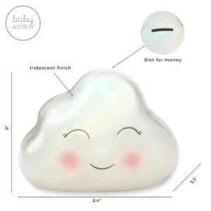 Iridescent Cloud Ceramic Piggy Bank - Nursery Decor, Gift For Baby Shower, Toddler, or Children, Baby Room Decor, Coin Bank