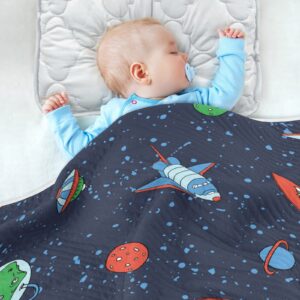 Mazeann Astronaut Dinosaur Galaxy Baby Blankets Soft Warm Crib Stroller Blanket for Toddler Newborn Girls Boys, 30x40in