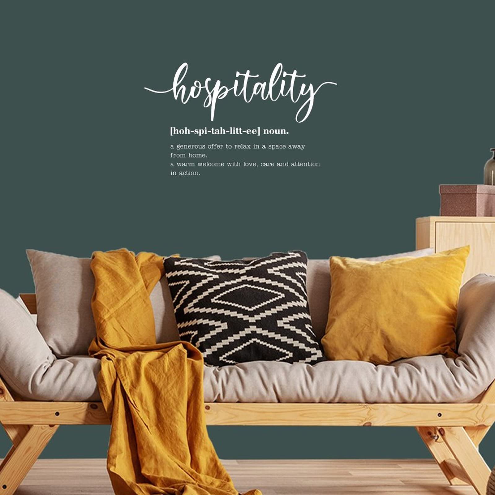 Hospitality Word Definition Meaning Wall Stickers Decor Quotes Removable Vinyl Word Meaning Wall Decals Boho for Kids Rooms Girls Boys Living Room Bedroom Kitchen Wall Art Decor 20x20in