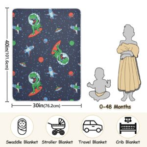 Mazeann Astronaut Dinosaur Galaxy Baby Blankets Soft Warm Crib Stroller Blanket for Toddler Newborn Girls Boys, 30x40in