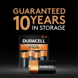 Duracell Coppertop C Batteries, 4 Count Pack, C Battery with Long-Lasting Power, All-Purpose Alkaline C Battery for Household and Office Devices (Pack of 2)