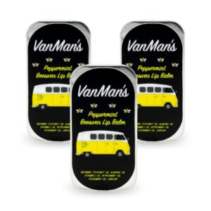 vanman’s - handmade peppermint beeswax lip balm (3 pack) - peppermint lip balm with rosemary, almond and coconut oil - bee balm with vitamin e - peppermint balm ideal for dry lips