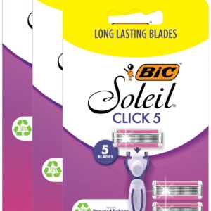 BIC Soleil Click 5 Women's 5-Blade Disposable Razor, 1 Handle and 3 Cartridges (Pack of 3)