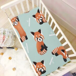 Blueangle Fitted Crib Sheets, Soft Breathable Comfortable Baby Sheet Set for Boys Girls, Cute Red Panda Crib Sheets Fits Standard Crib and Toddler Mattress（170）