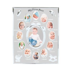 tiny ideas Baby's First Year Picture Frame, First Year by Month, Newborn Baby Registry, Silver (Pack of 3)