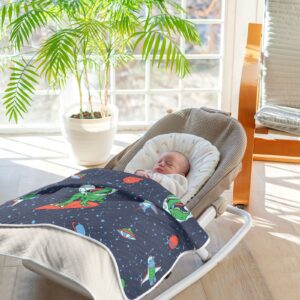 Mazeann Astronaut Dinosaur Galaxy Baby Blankets Soft Warm Crib Stroller Blanket for Toddler Newborn Girls Boys, 30x40in