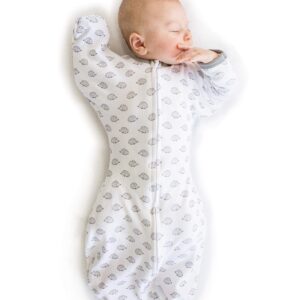 SwaddleDesigns Transitional Swaddle Sack with Arms Up Half-Length Sleeves and Mitten Cuffs, Tiny Hedgehogs, Small, 0-3mo, 6-14 lbs (Better Sleep for Baby Boys, Baby Girls, Easy Swaddle (Pack of 2)