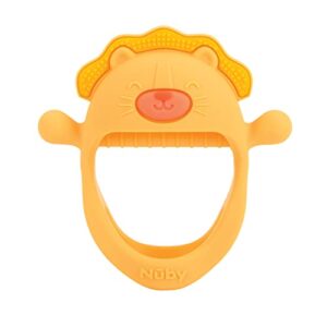 nuby silicone wrist teething mitten - teether ring - 3+ months - lion