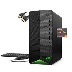 HP Pavilion Gaming Desktop Computer, AMD 6-Core Ryzen 5600G Processor (Up to 4.4 GHz), AMD Radeon RX 5500, Mouse and Keyboard, Win 11 Home + HDMI Cable (Ryzen 5 5600G | 32G RAM | 2TB SSD)