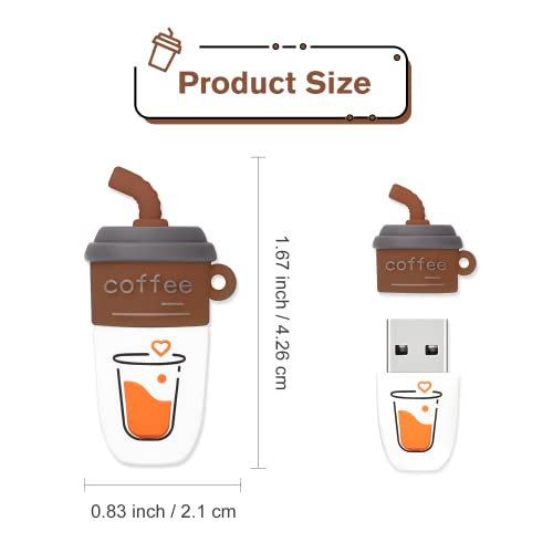 LEIZHAN Cute Coffee USB Flash Drive Computer Memory Stick USB Pendrive for Teachers, Students, Family and Friends (32GB, Brown Coffee)