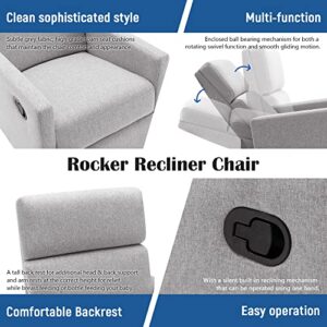 Modern Upholstered Plush Seating Glider Swivel,Upholstered Rocker Nursery Chair Plush Seating Glider Swivel Recliner Chair, Recliner,Modern Nursery Recliner,Conscious Glider (Gray)