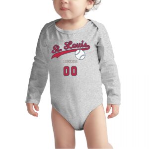 BABYWEN Custom St. Louis Baby Bodysuit for Boy Girl Baseball Sports Baby Romper Gifts Personalized Baby Name & Number