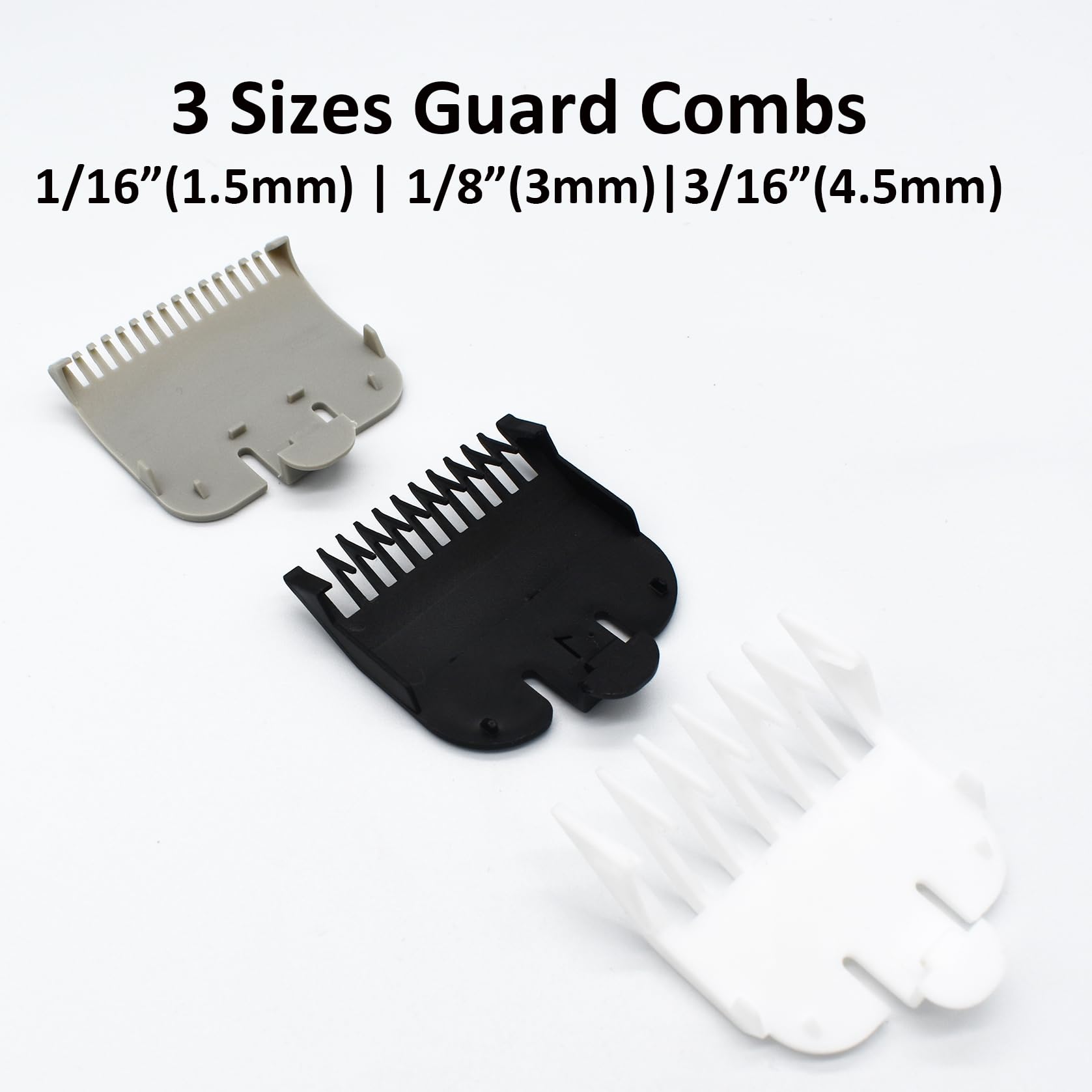 3 Pieces Professional Hair Clipper Attachment Combs Cutting Guides Guards #3170-400, 1/8", 1/16", 3/16" Compatible with Most Wahl Standard Full Sized 5 Star Series Magic Clip Senior Hair Clippers