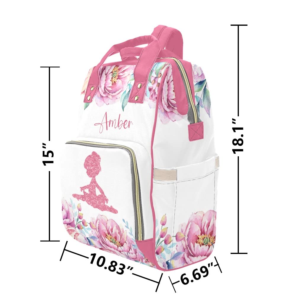 Art Watercolor Flower Leaves Diaper Bags Backpack with Name Personalized Baby Bag Travel Tote Bag Gifts for Mom Girl