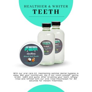 Vanman's - Oral Mouth Care Kit with Powder Toothpaste (2.5 Ounce) and Two Oral Rinse Mouthwash (8 Ounce) - Aloe, Mint Remineralizing Mouthwash and Tooth Powder with Coconut Charcoal, Egg Shell Powder