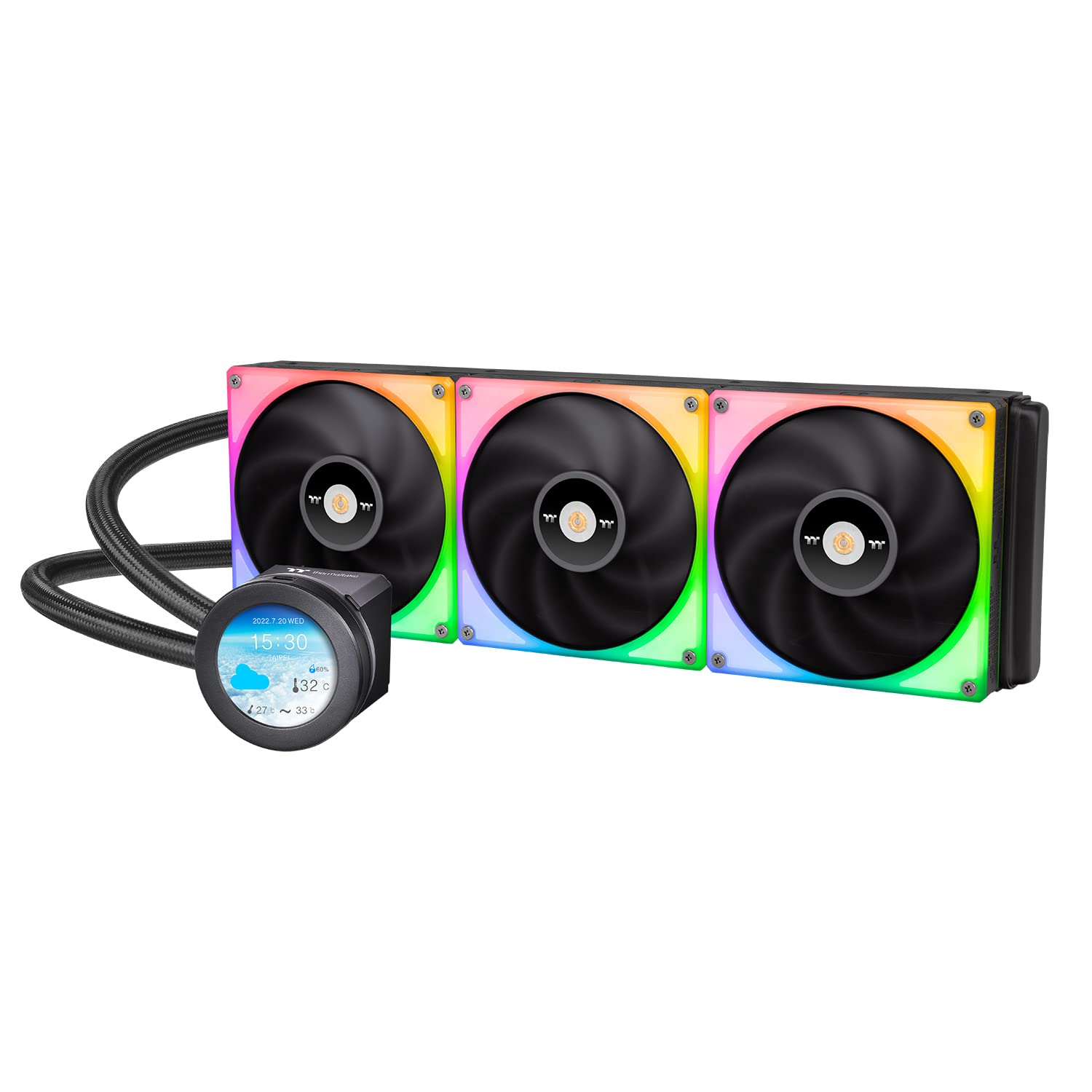 Thermaltake TOUGHLIQUID Ultra 420 RGB CPU Liquid Cooler, AMD(AM5/AM4) Intel(LGA 1700/1200), 2.1 Inch Rotational LCD Display 2000RPM Radiator Fan, TT RGB Plus 2.0. Software, CL-W370-PL14SW-A,Black