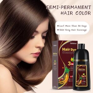 Dark Brown Hair Color Shampoo for Gray Hair 500ML Instant Hair Dye Shampoo for Men & Women-3 in 1 Color Shampoo