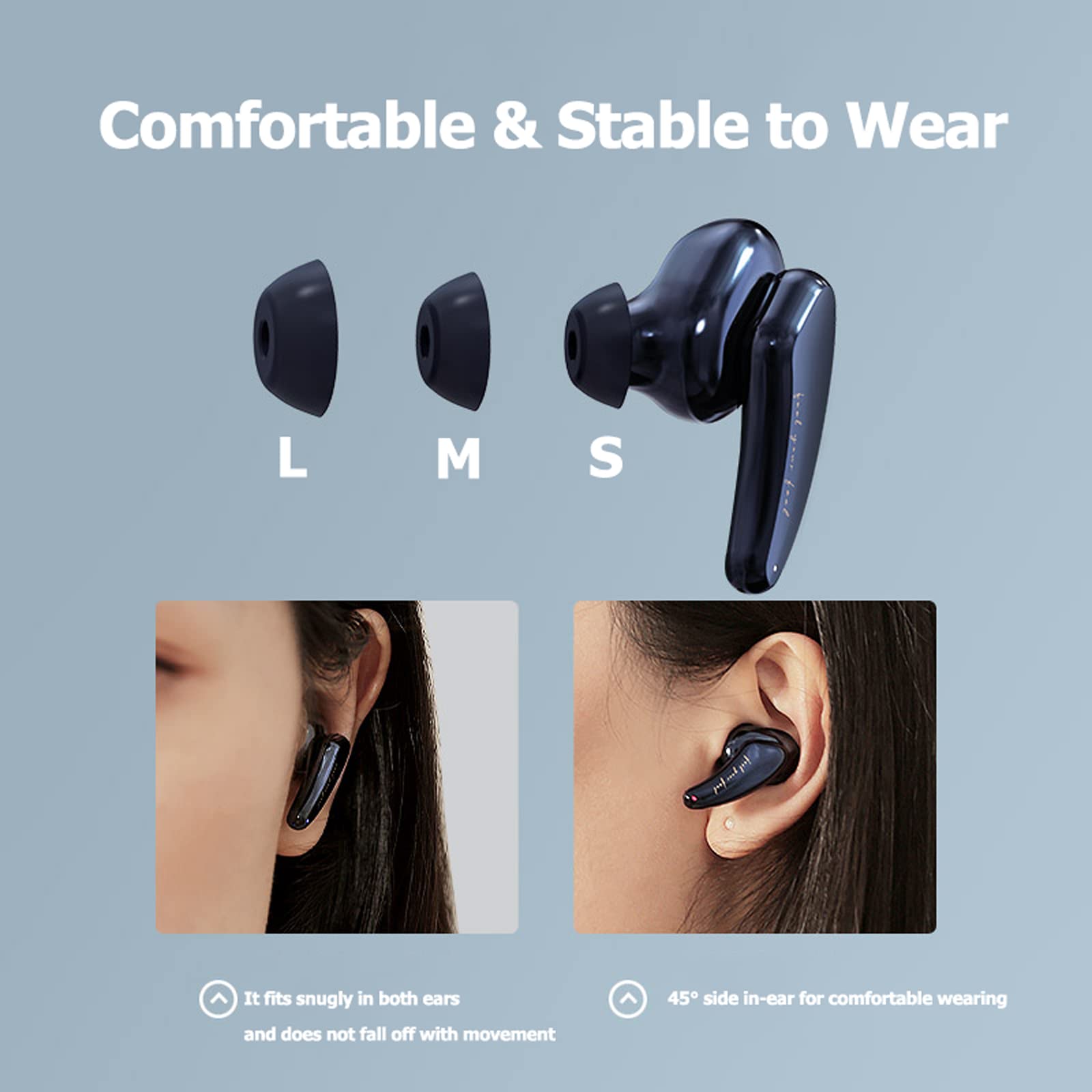 Xmenha True Wireless Earbuds Bluetooth 5.3 Ear Buds in Ear Headphones with Microphone TWS Wireless Earphones with Charging Case audifonos Bluetooth inalambricos Blue Tooth Ear Buds for iPhone Android