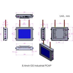 LEANGLE 8.4" 4:3 Industrial Embedded Touch Screen Monitor,Capacitive Touch Screen,no Host, External Host