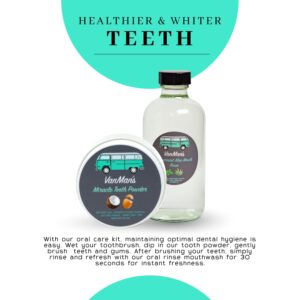 Vanman's - Oral Mouth Care Kit with Powder Toothpaste (2.5 Ounce) and Oral Rinse Mouthwash (8 Ounce) - Aloe, Mint Remineralizing Mouthwash and Tooth Powder with Coconut Charcoal, Egg Shell Powder