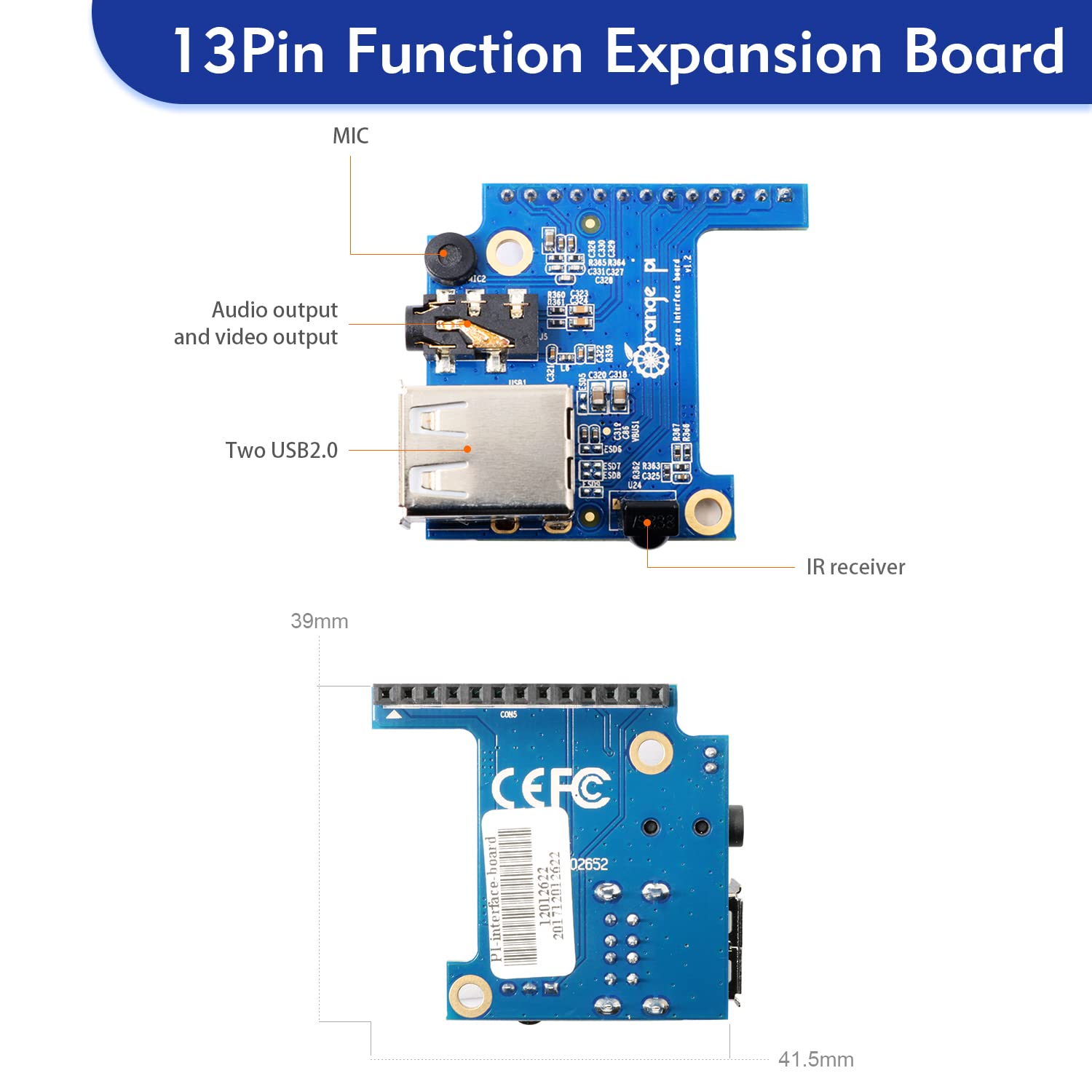 Orange Pi Zero 2 1GB DDR3 Allwinner H616 Quad Core 64 Bit with 2MB SPI Flash, Support WiFi and BT5.0,Gigabit Ethernet, Open Source Single Board Computer Run Android(Zero2+Heat Sink+Expansion Board)