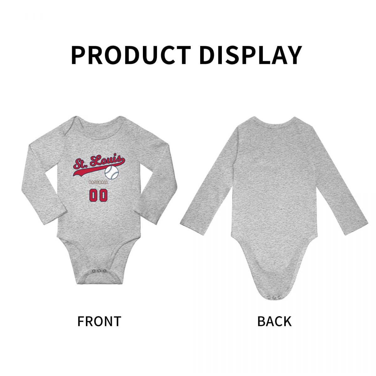 BABYWEN Custom St. Louis Baby Bodysuit for Boy Girl Baseball Sports Baby Romper Gifts Personalized Baby Name & Number