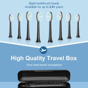 Operan Electric Toothbrush for Adults and Kids Sonic Rechargeable Toothbrush with 5 Modes 2-Min Smart Timer IPX7 Waterproof 40,000 VPM Motor with 8 Brush Heads & Travel Case (Deep Black)