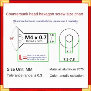 GUSTYT Screw M4x25/30mm Color Aluminum Computer case Motherboard Graphics Card Power Supply DIY Modified countersunk Head Inner Hexagon Screw (Color : 30mm Bright Black)