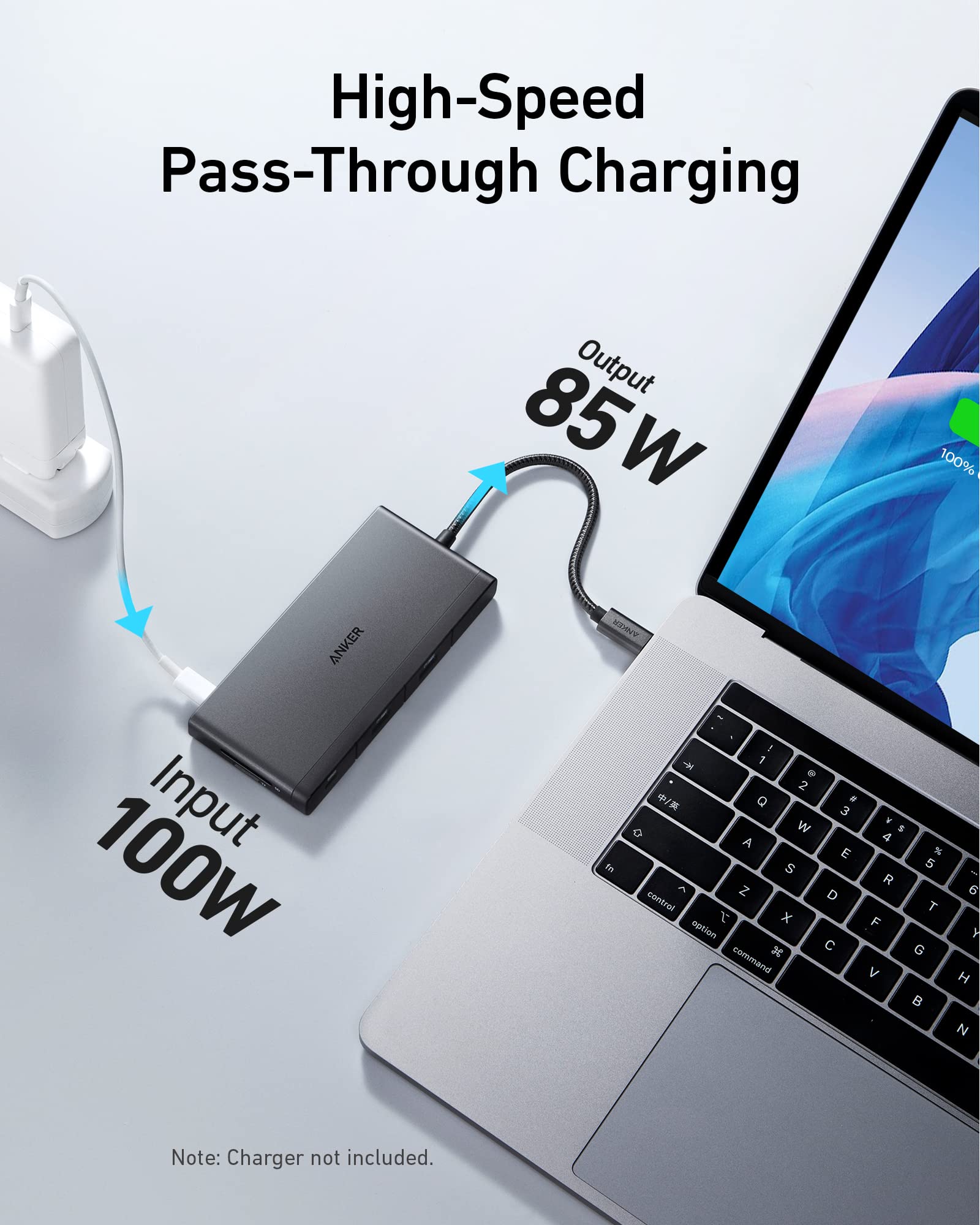 Anker USB C Hub, 552 USB-C Hub (9-in-1, 4K HDMI) with 100W Power Delivery, 4K@30Hz HDMI, 4 USB-C and USB-A Data Ports, Ethernet & USB C Cable, New Nylon USB C to USB C Cable (6ft 60W, 2-Pack, USB 2.0)