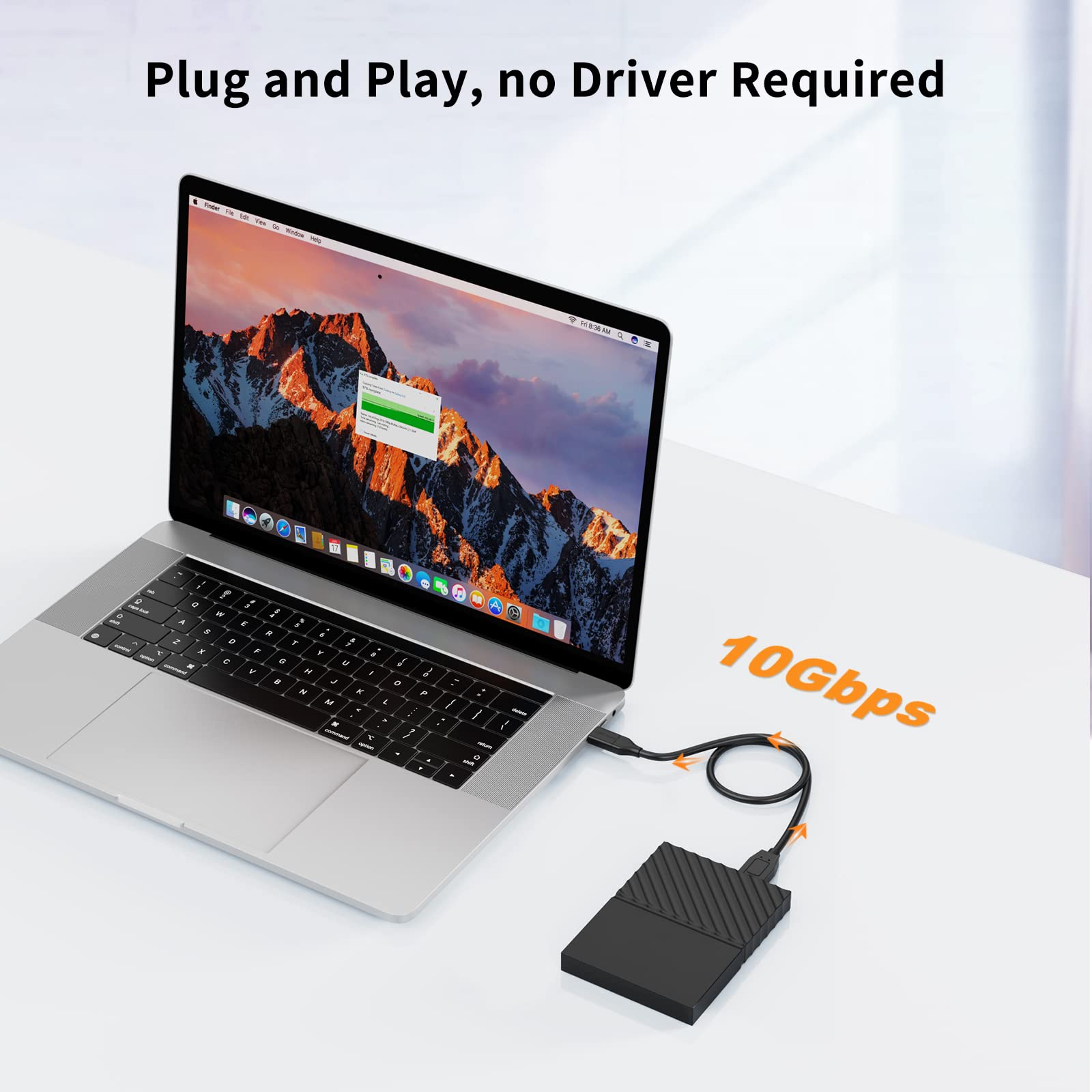 CableCreation Short Micro B to USB C Hard Drive Cable Bundle with 5-in-1 USB C Hub with HDMI, USB 3.0, Power delivery