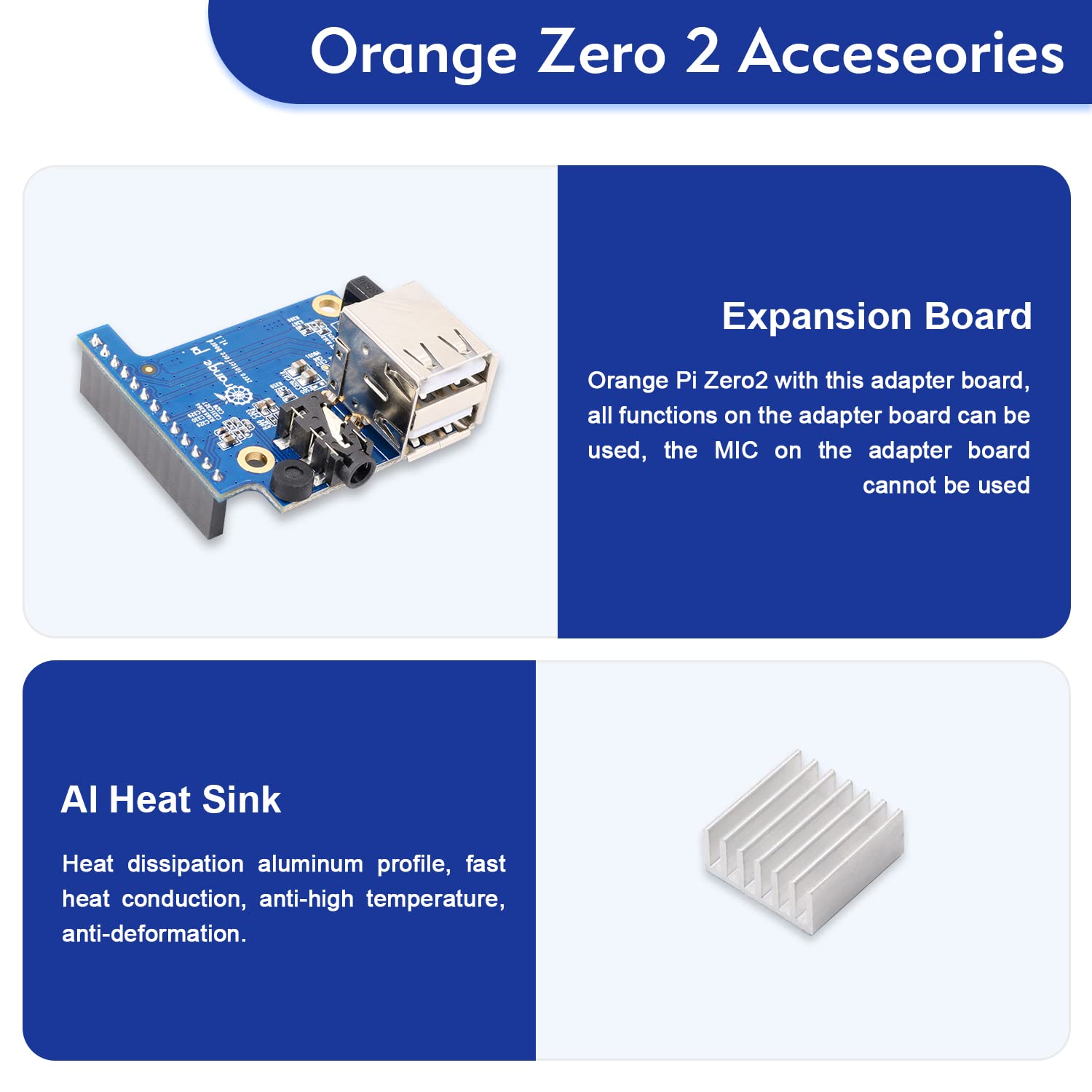 Orange Pi Zero 2 1GB DDR3 Allwinner H616 Quad Core 64 Bit with 2MB SPI Flash, Support WiFi and BT5.0,Gigabit Ethernet, Open Source Single Board Computer Run Android(Zero2+Heat Sink+Expansion Board)