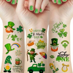 80pcs st patricks day tattoos decorations accessories, 12 sheets shamrock temporary tattoo stickers for kids women, irish st. patrick's day parade and favors party decorations