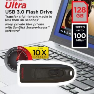 SanDisk Ultra USB 3.0 Flash Drive 128GB 3 Pack Bundle with (3) Everything But Stromboli Lanyards