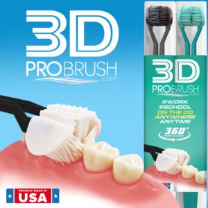 3D Pro Brush | 3-Sided Toothbrush | 3X Clean Two-Pack | 360 Gum Massage Triple Deep Clean Ultra Soft Replacement Heads Tongue Scraper Sustainable Sensory Gift Oral Health Care Travel Three Made in USA