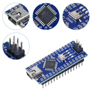 2 Pcs Mini Nano V3.0 ATmega328P Microcontroller Board w/USB Cable for Arduino